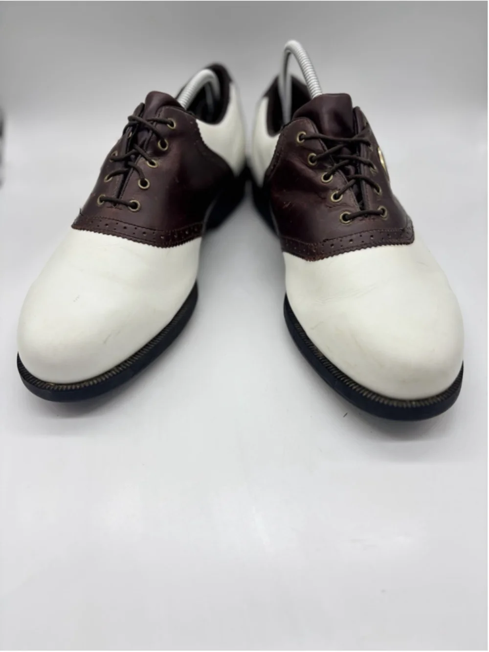 NEW FootJoy Classics White Leather Burgundy weave saddle golf shoes Men's 11.5D